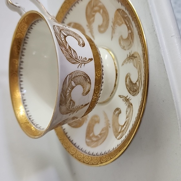 Rare find Gorgeous E.B. Foley Gold Gilt Filigree Tea Cup and Saucer - Picture 7 of 7